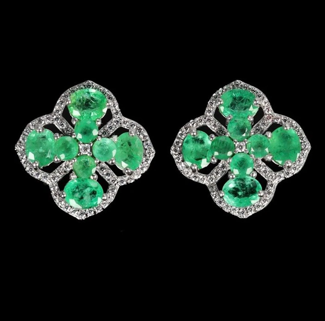 No reserve price - Earrings 14K White Gold Plated 925 Sterling Silver - 0.00ct