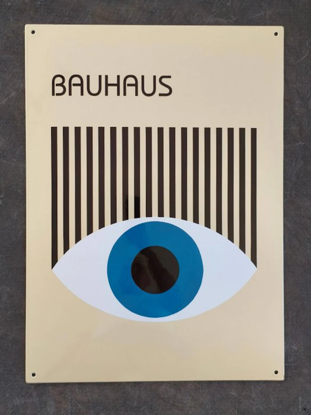 Bauhaus - Enamel sign Bauhaus blaues Auge Emailschild Emaille Schild