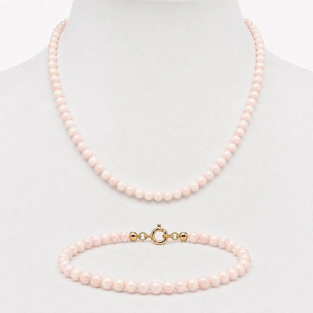 2 piece jewellery set - 18 kt. Yellow gold Coral