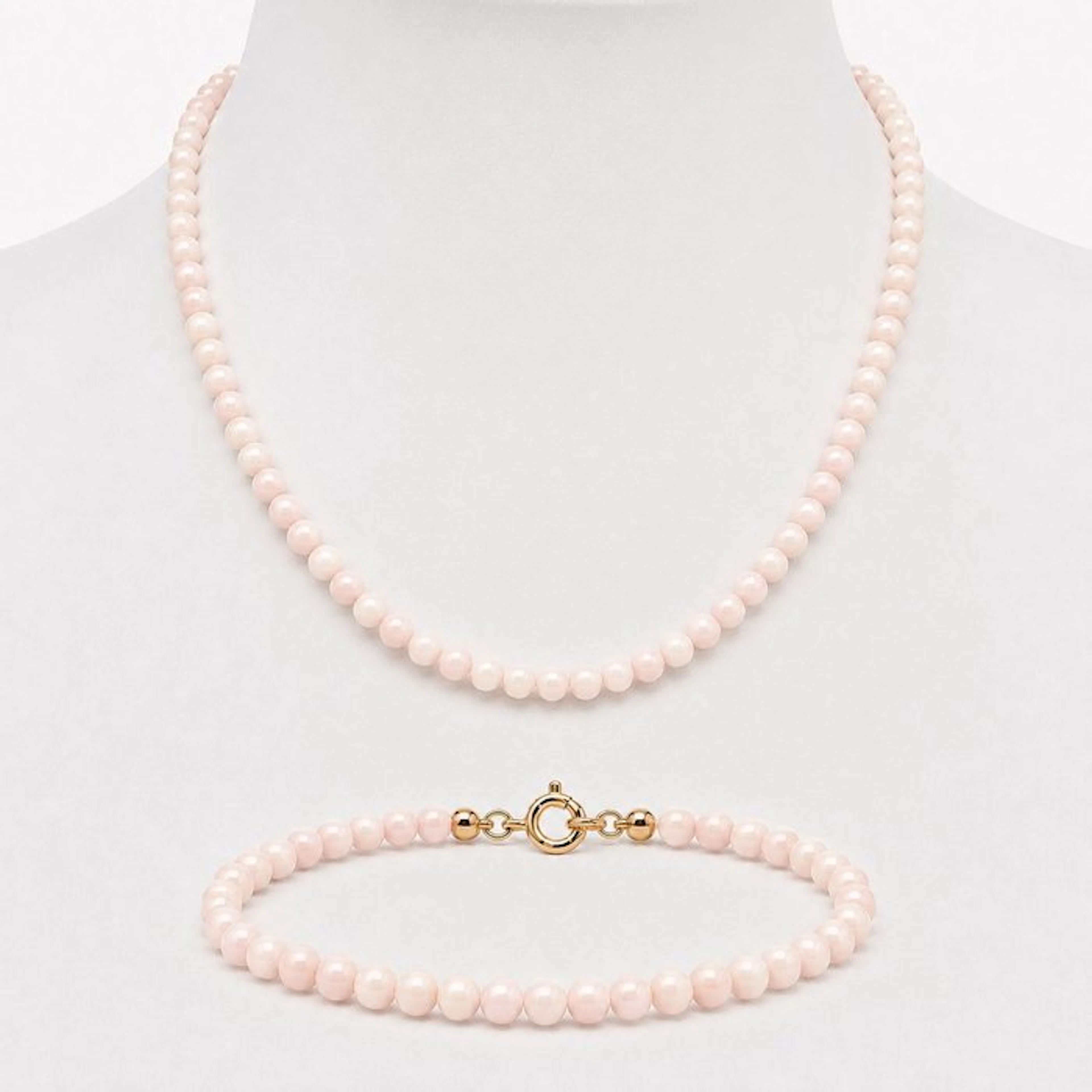 2 piece jewellery set - 18 kt. Yellow gold Coral