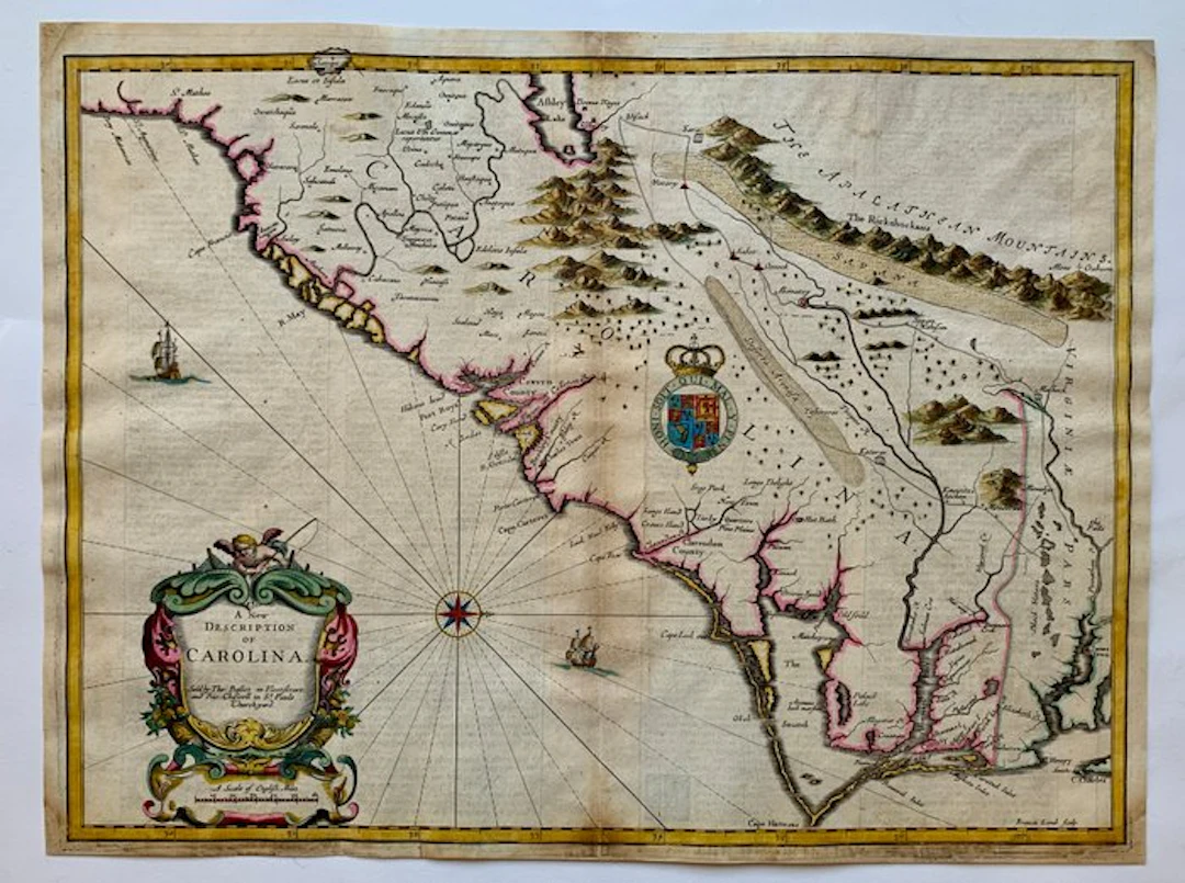 North America - Carolina; John Speed - A new description of Carolina