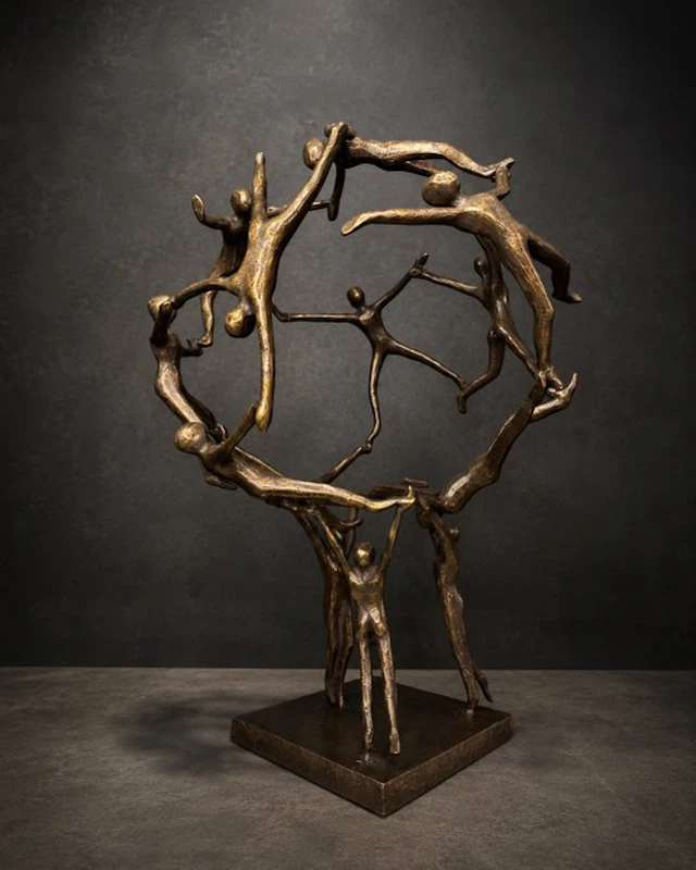 Benjamin Wouters (XX) - Sculpture, Human Globe - 37 cm - Bronze