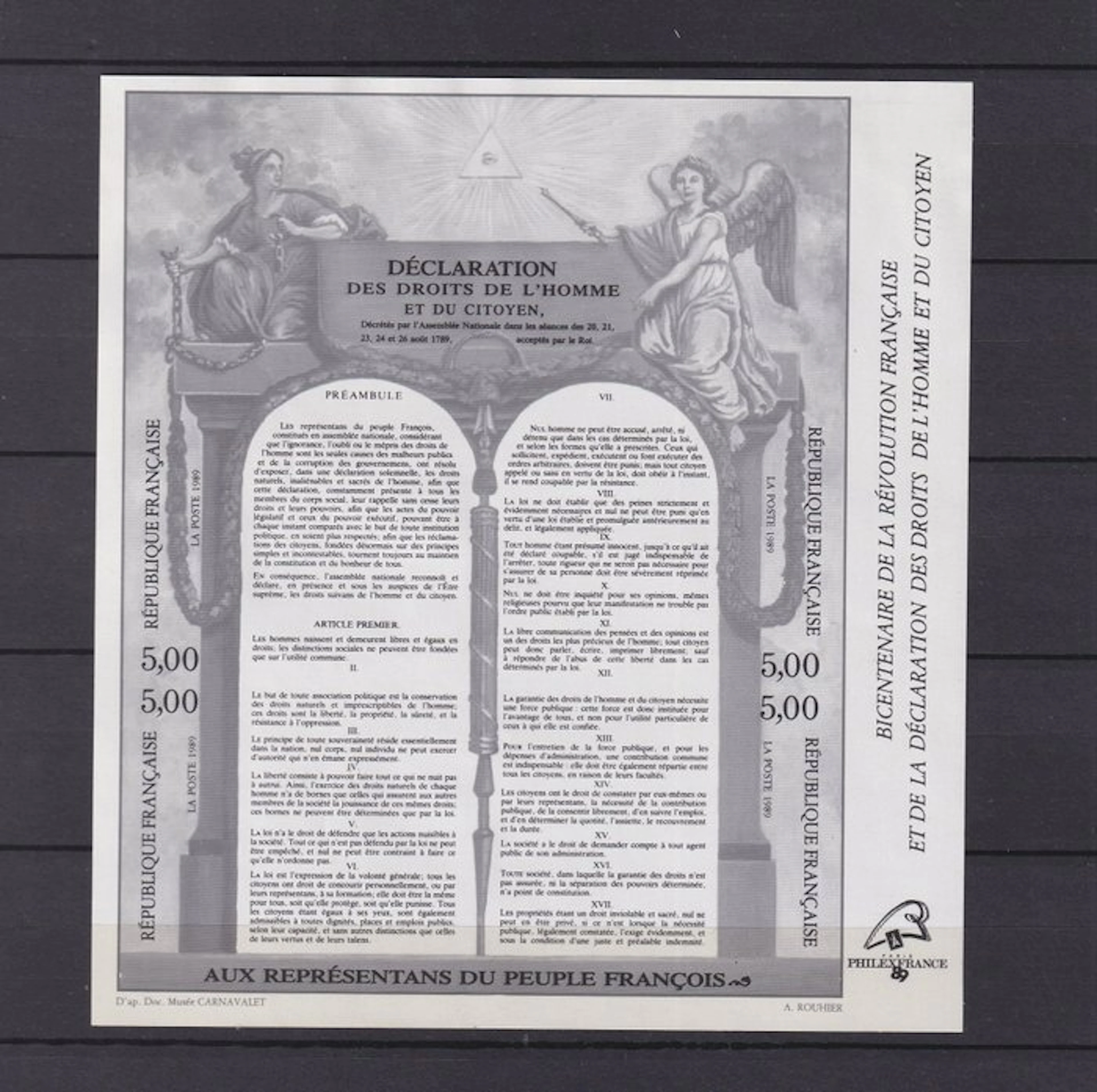 France 1989 - variété en noir neuf sans charnière - yvert bloc n°116