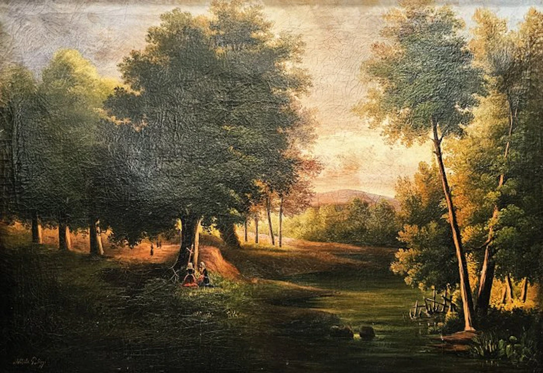 Nicola Palizzi (1820 – 1870) - Paesaggio al tramonto