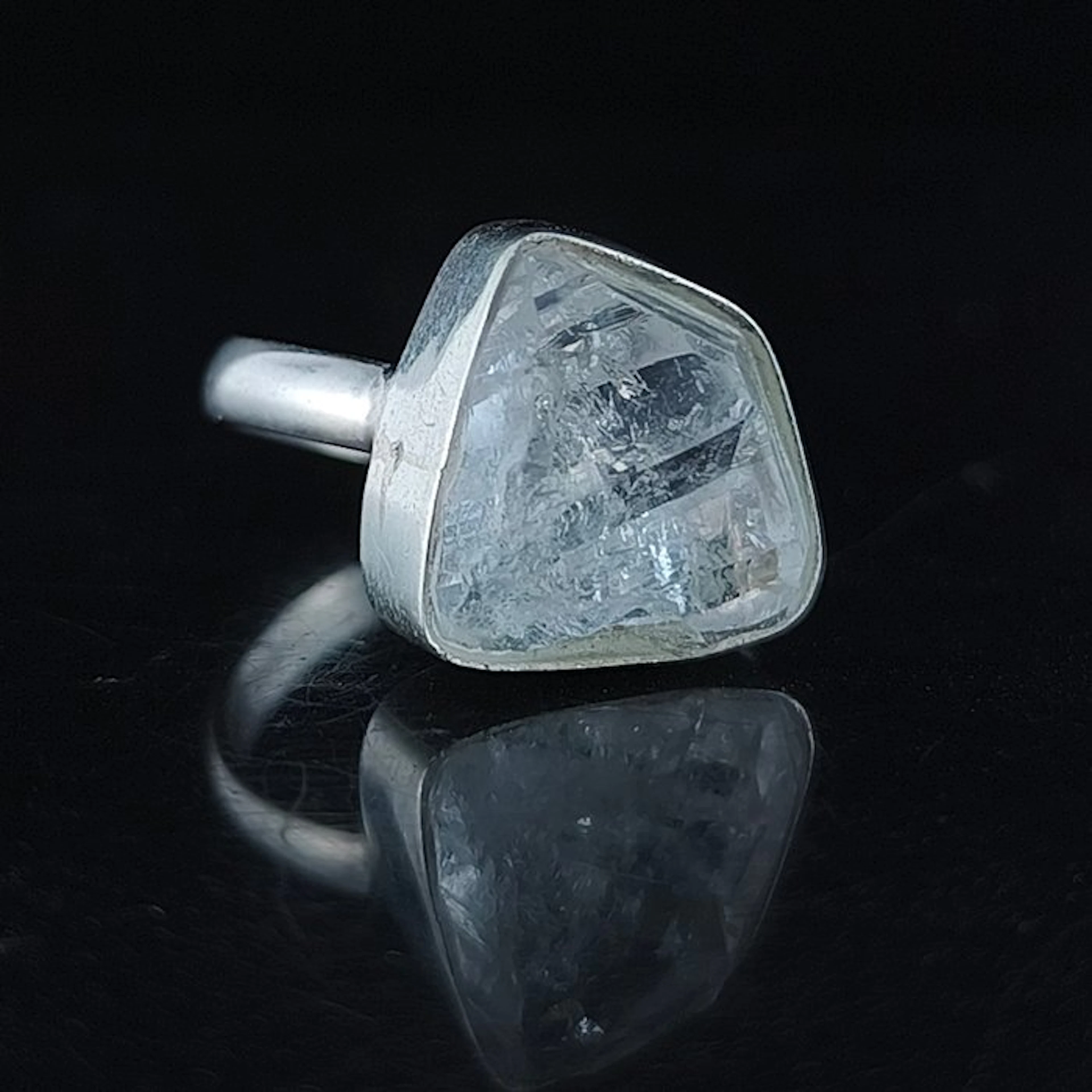 Silver - Amulet ring - Herkimer Diamond