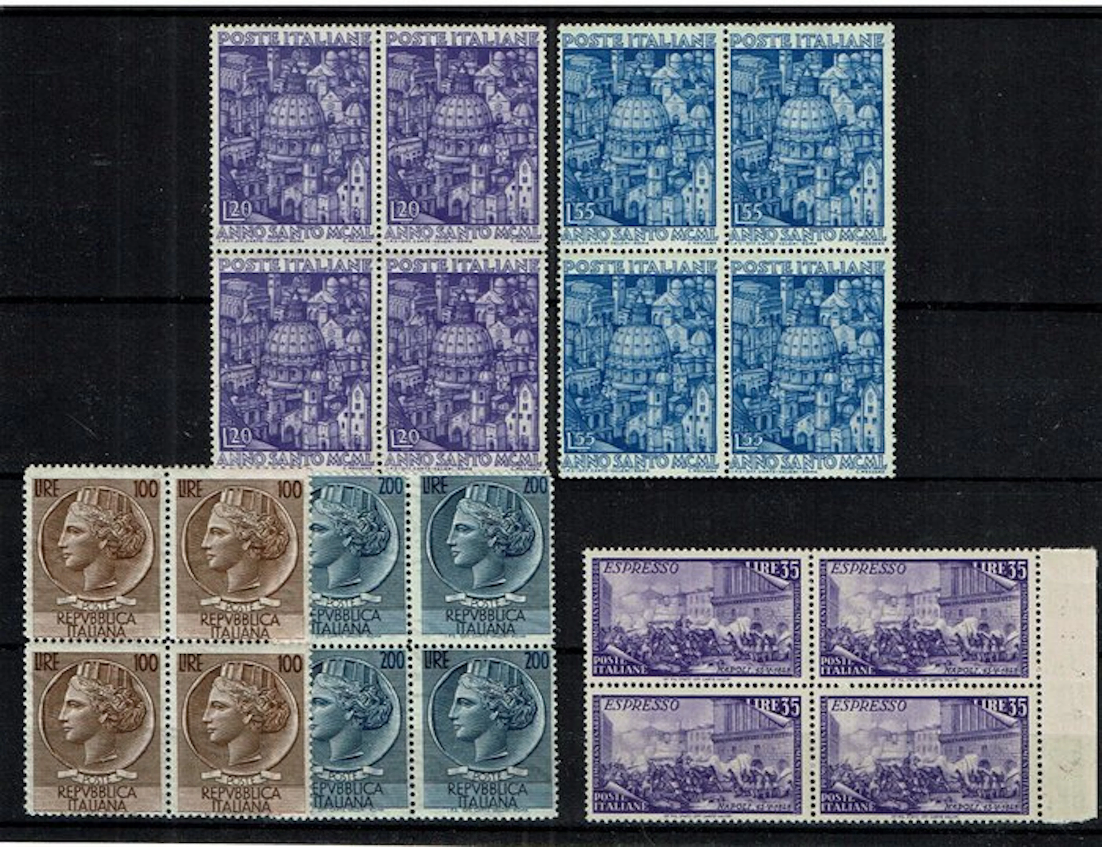 Italian Republic 1948/1954 - Lot of stamps with Wheel...