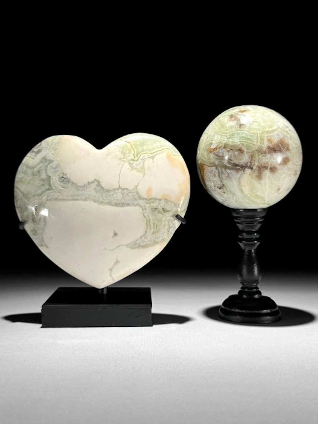 NO RESERVE PRICE - Beautiful Pair of Onyx Heart & Sphere...