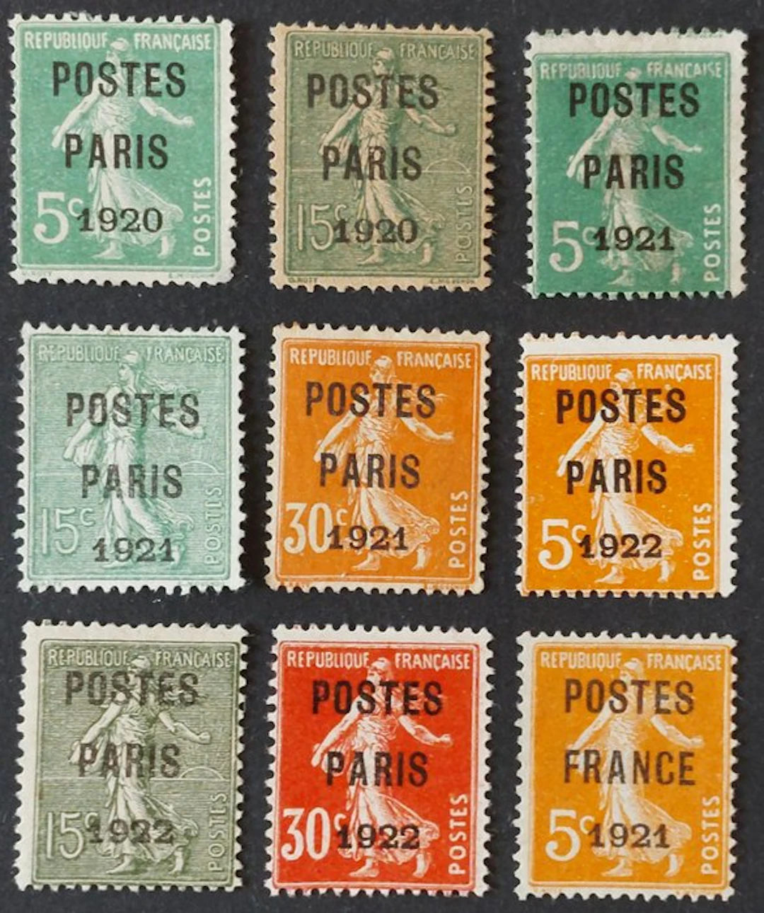 France 1920/22 - Pre-obliterated