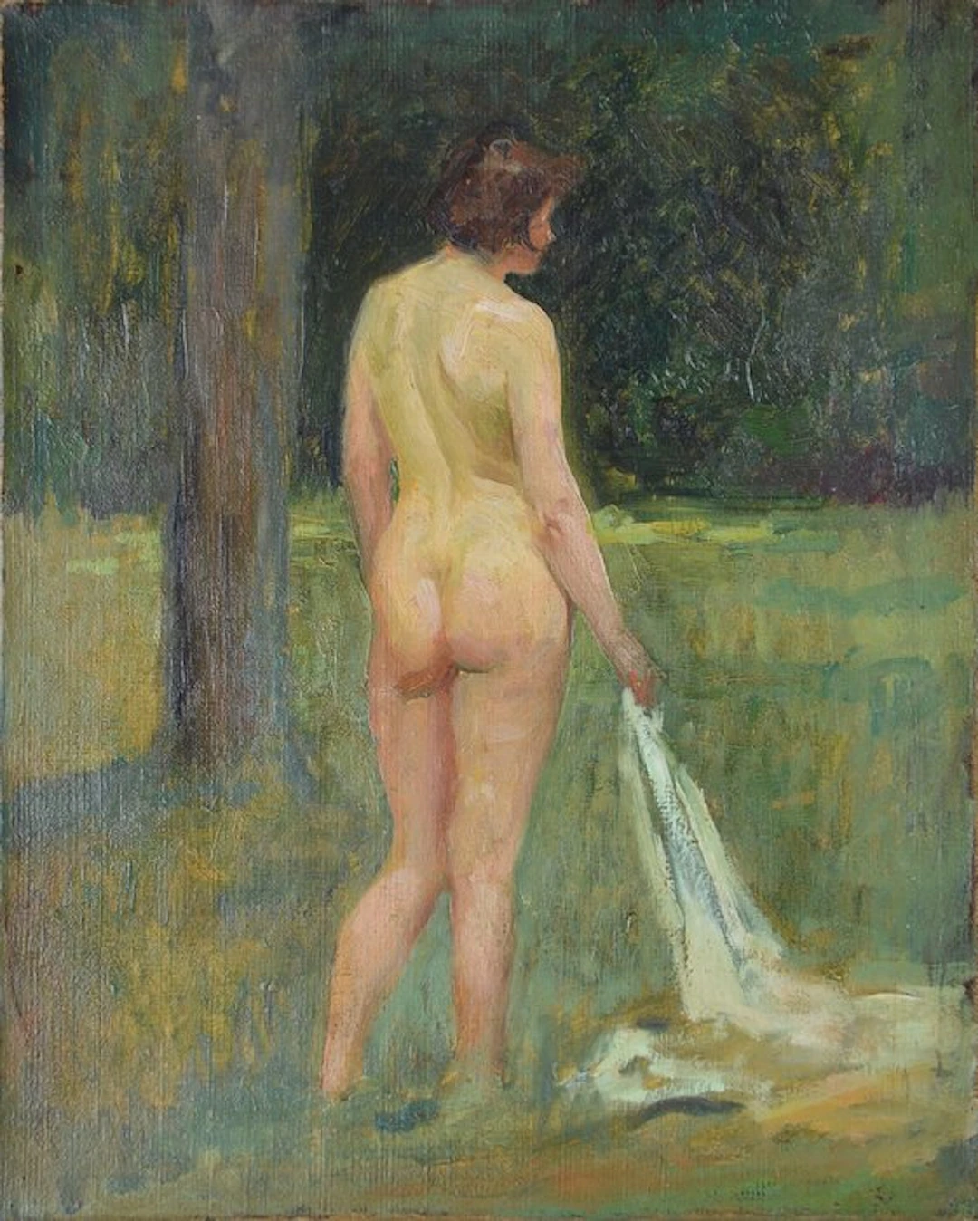 Gaston Hoffmann (1883-1977). - Femme nue dans un jardin.