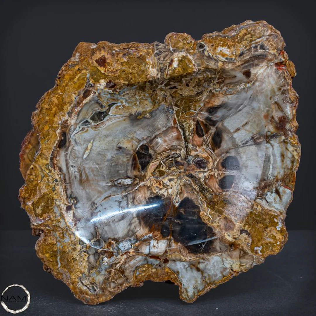 Natural petrified wood bowl from Indonesia from Indonesia- 1241.77 g