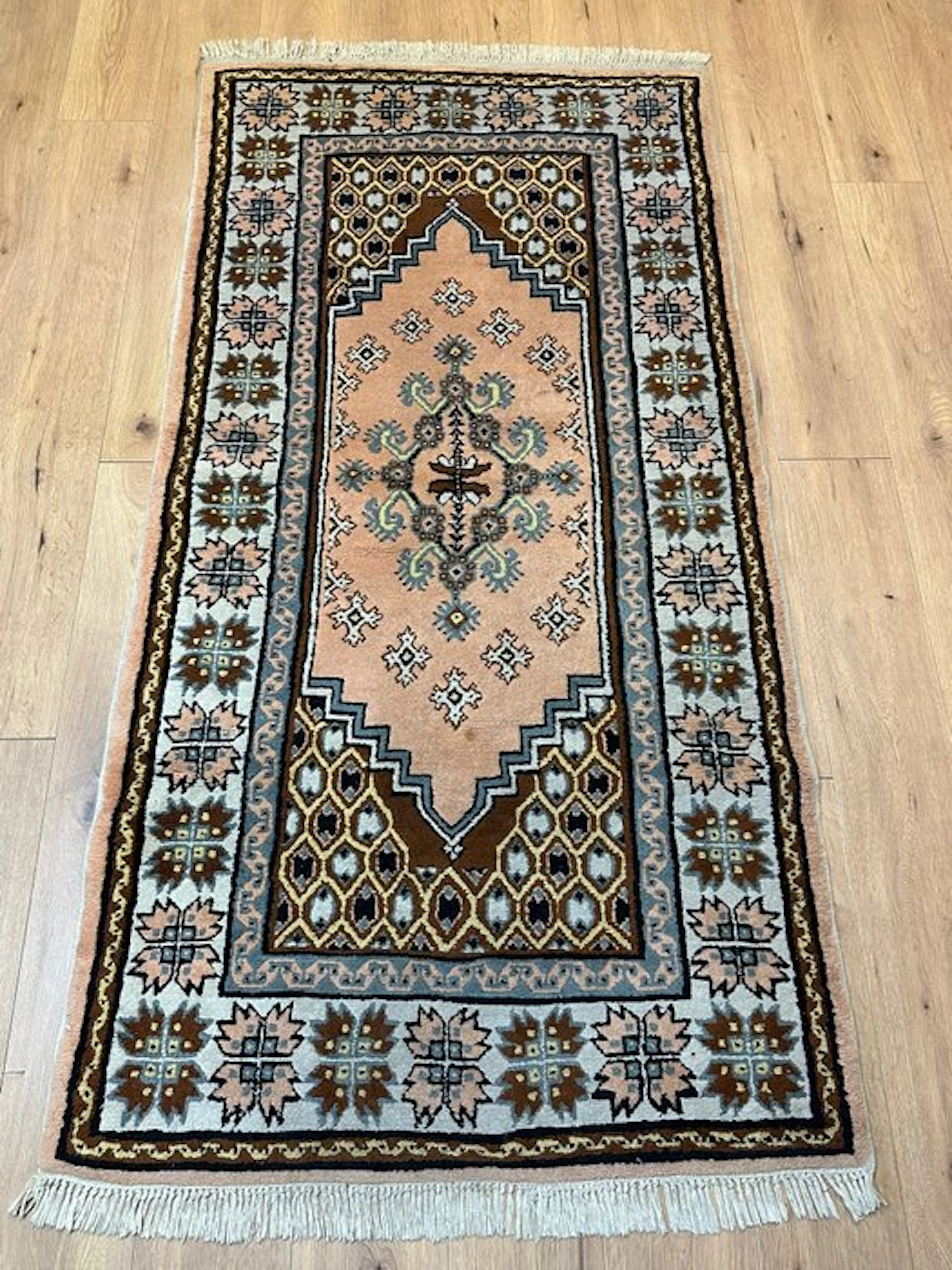Hand-knotted Berber Oriental rug with a distinctive...