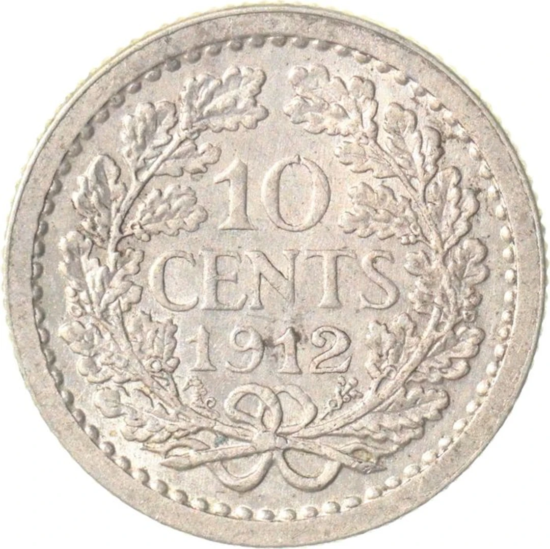 Netherlands. Wilhelmina. 10 Cents 1912 variant "hoge kroon" KWALITEIT