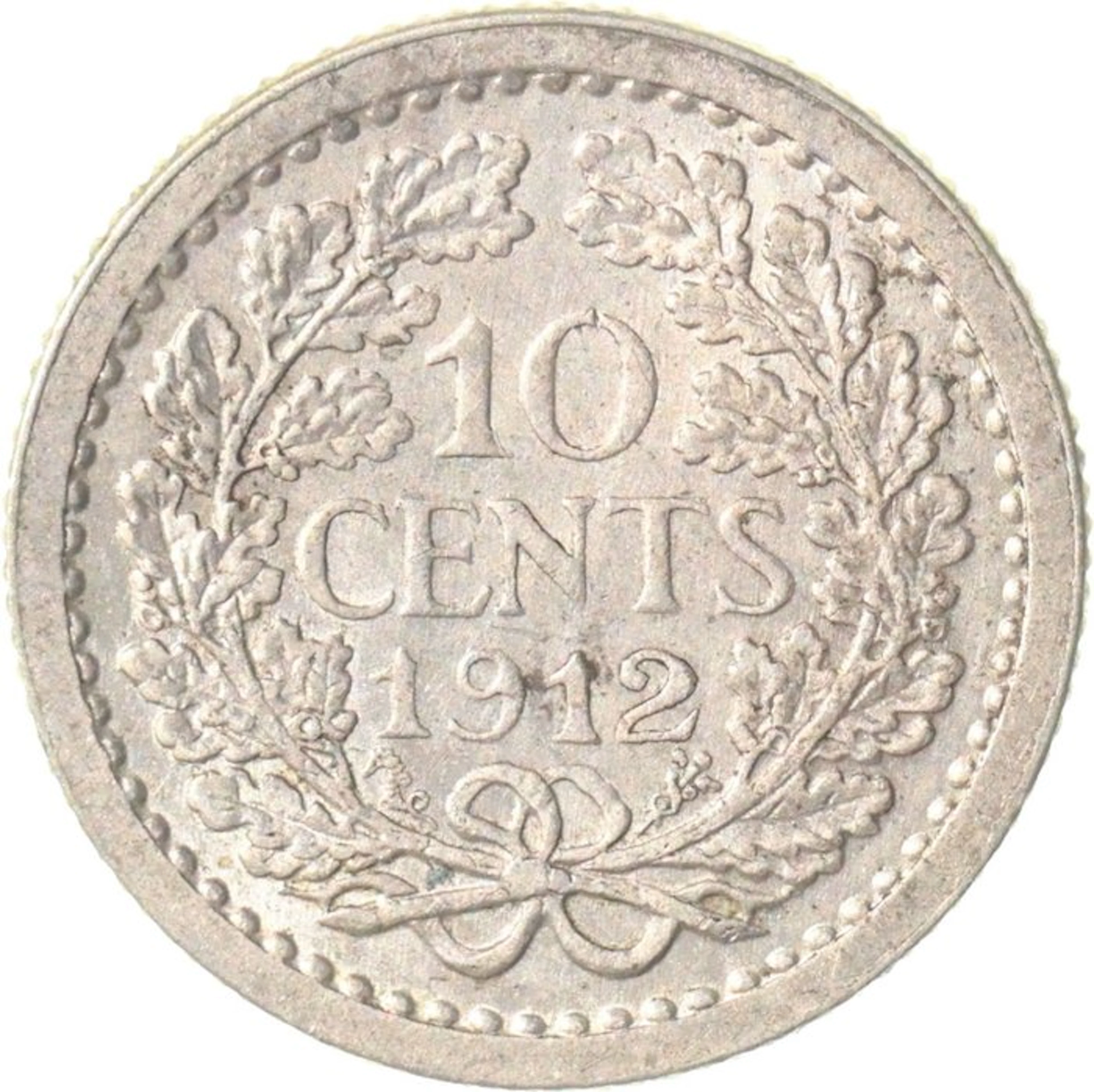 Netherlands. Wilhelmina. 10 Cents 1912 variant "hoge kroon" KWALITEIT