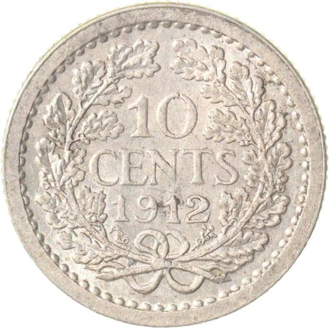Netherlands. Wilhelmina. 10 Cents 1912 variant "hoge kroon" KWALITEIT