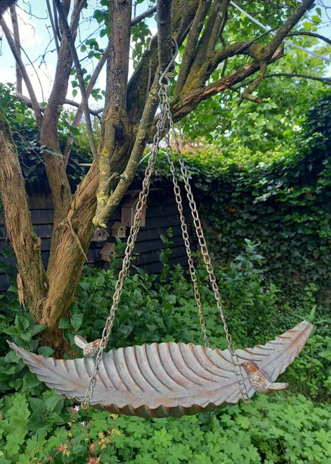 Birdbath - Feeding place - 58 cm - Metal - Leaf shaped Birdbath