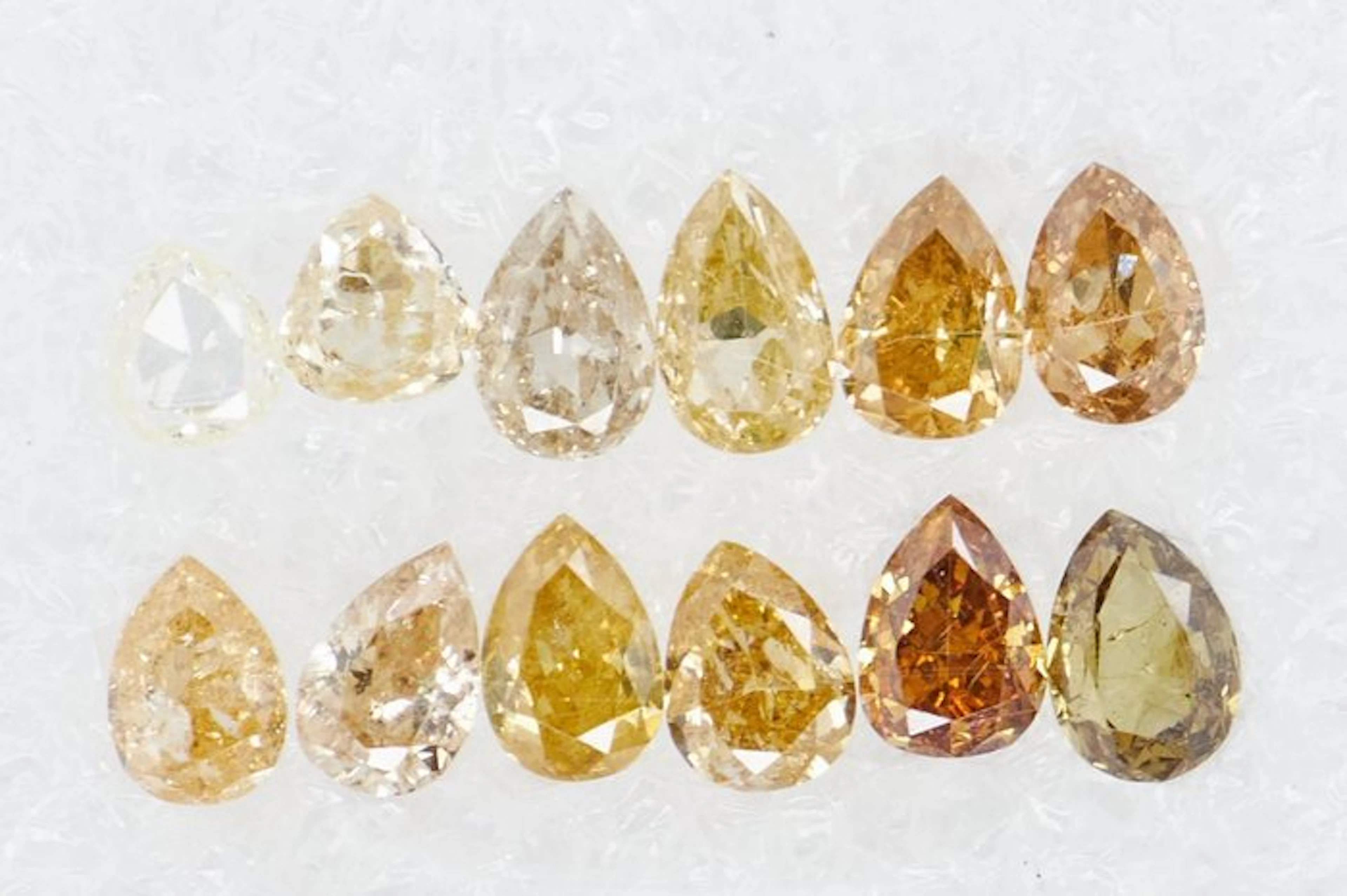 No reserve price - 12 pcs Diamond (Natural coloured) - 1.16 ct - Pear - Faint