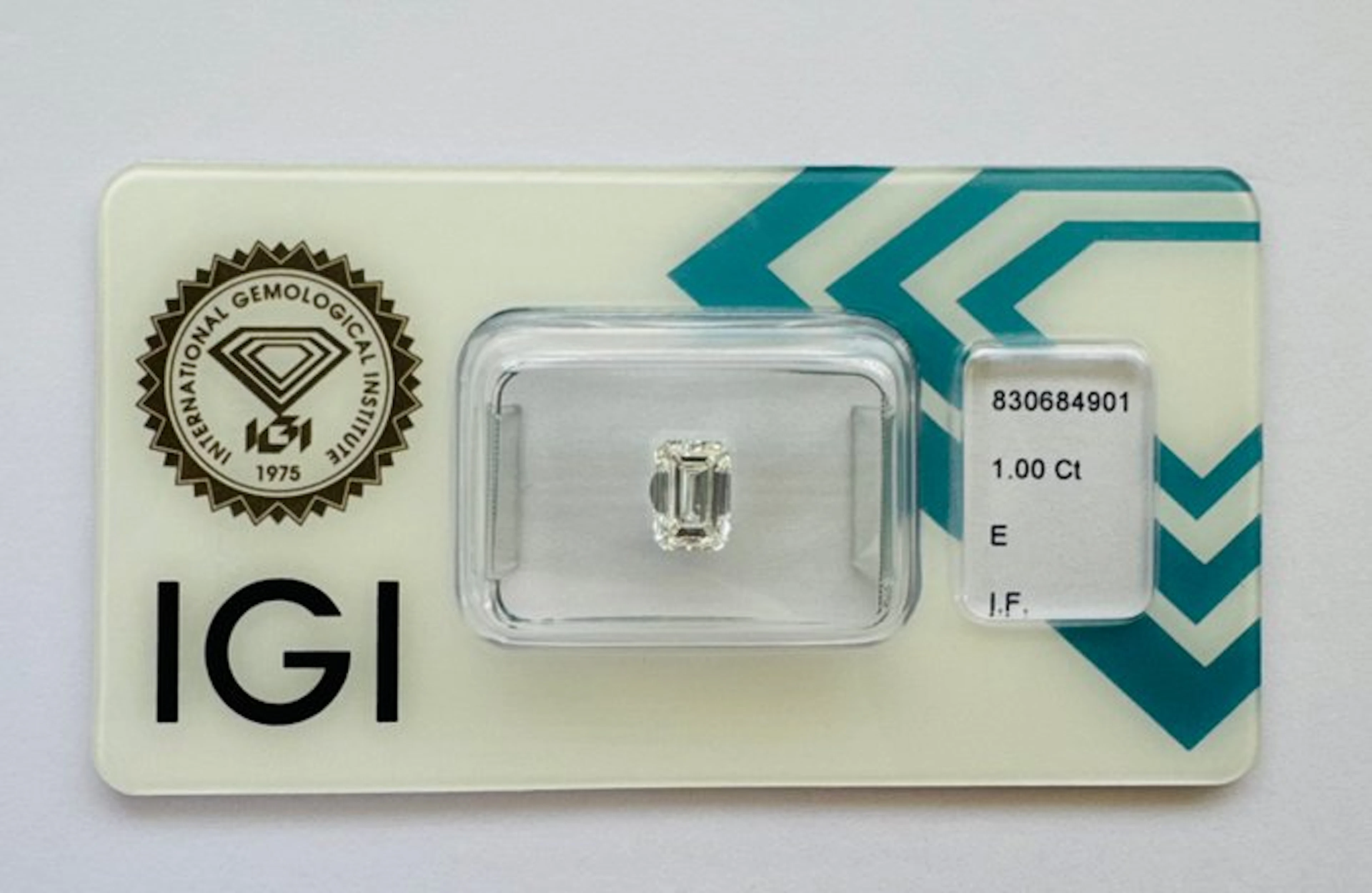 1 pcs Diamond (Natural) - 1.00 ct - Emerald - E - IF...