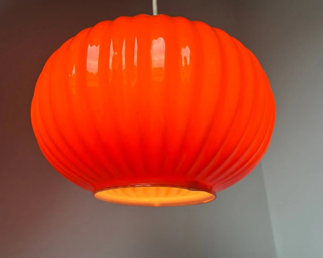 Lamp - Glass - Vintage orange pendant lamp