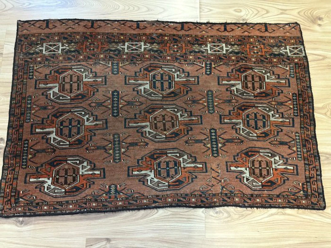 Buchara - Rug - 0.72 m - 1.16 m - USSR 1920s fragment—pure!