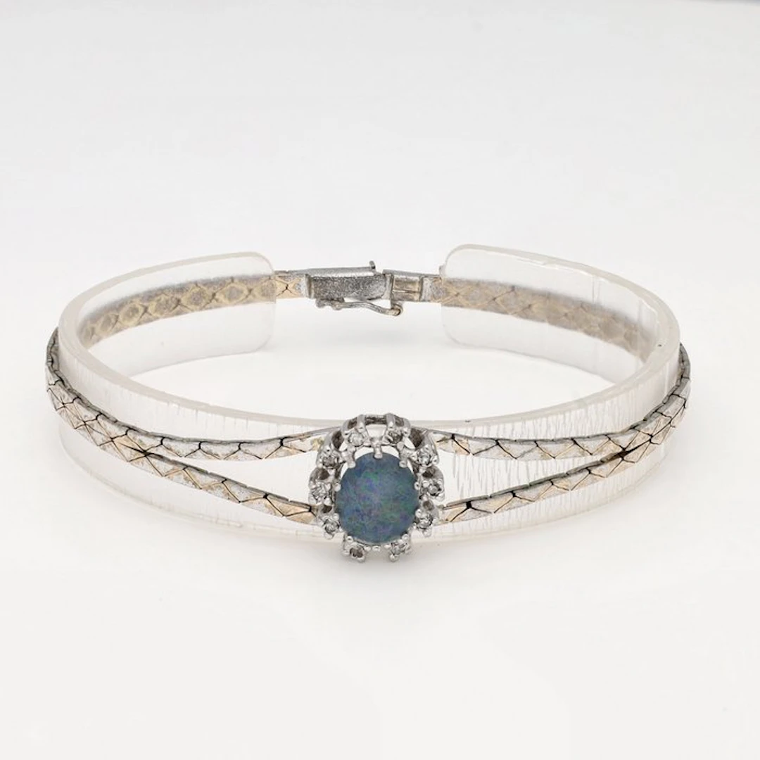 Bracelet - 14 kt. White gold - Diamond - Opal