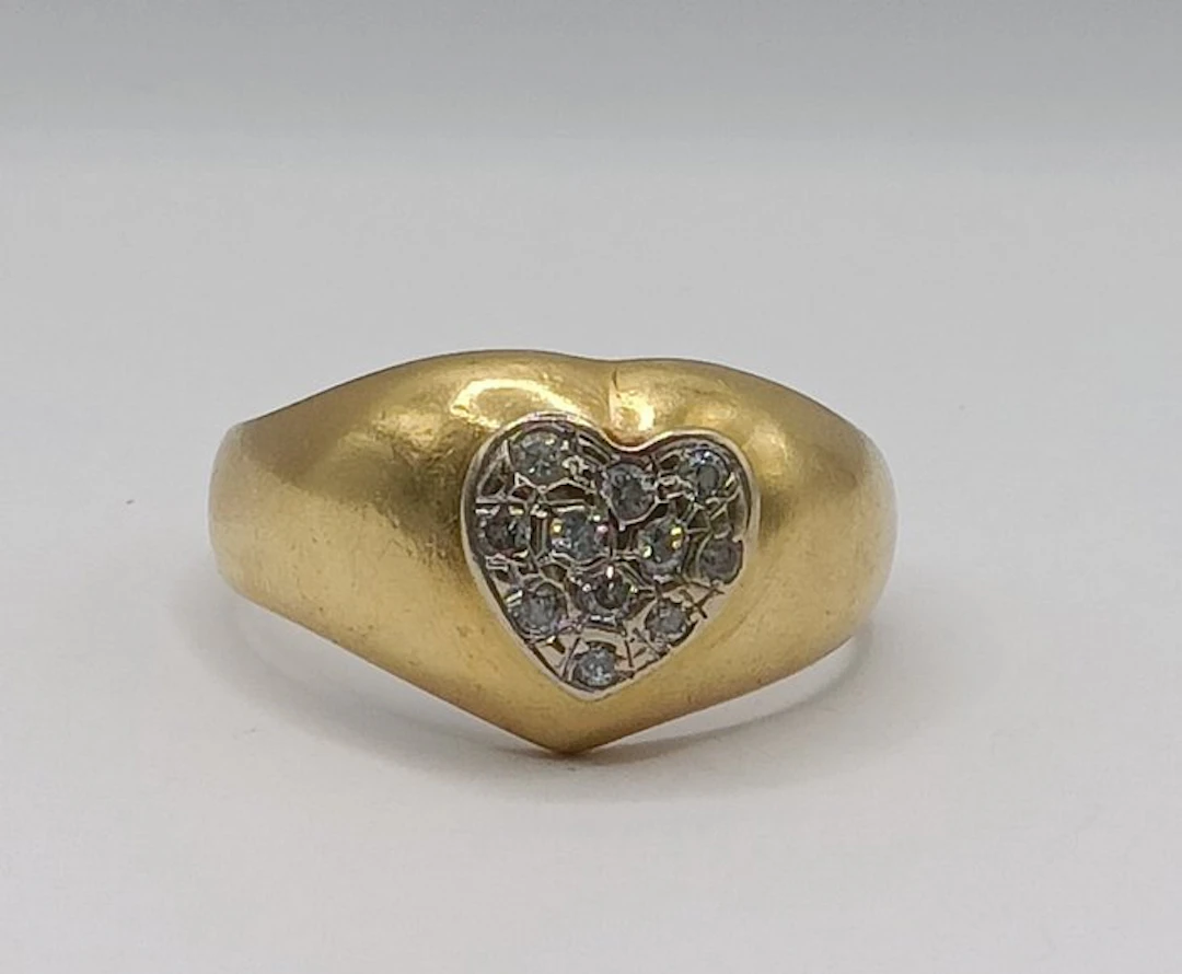 Ring - 18 kt. Yellow gold - 0.20ct. tw. Diamond (Natural) - Vintage