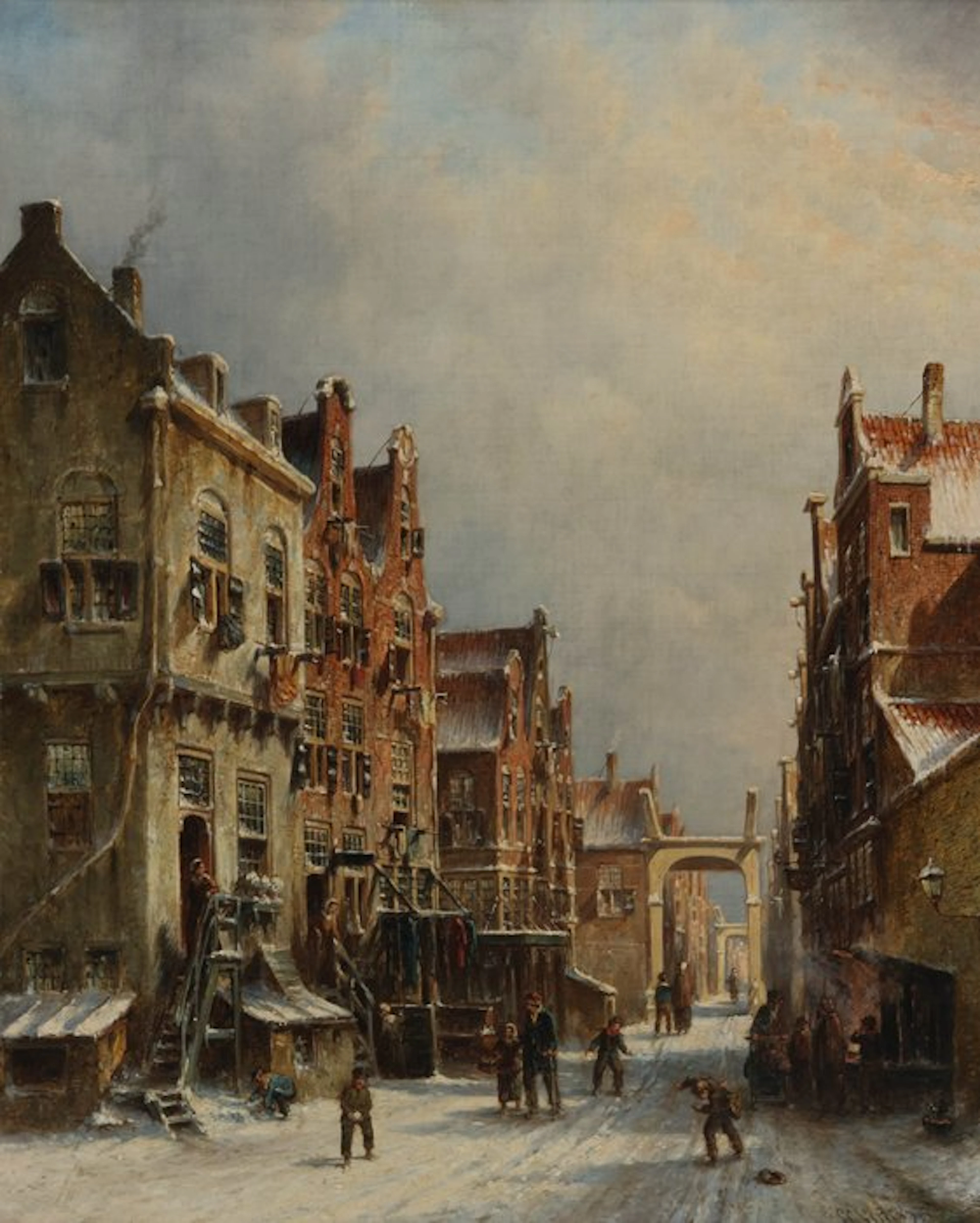 Petrus Gerardus Vertin (1819-1893) - Winters stadsgezicht