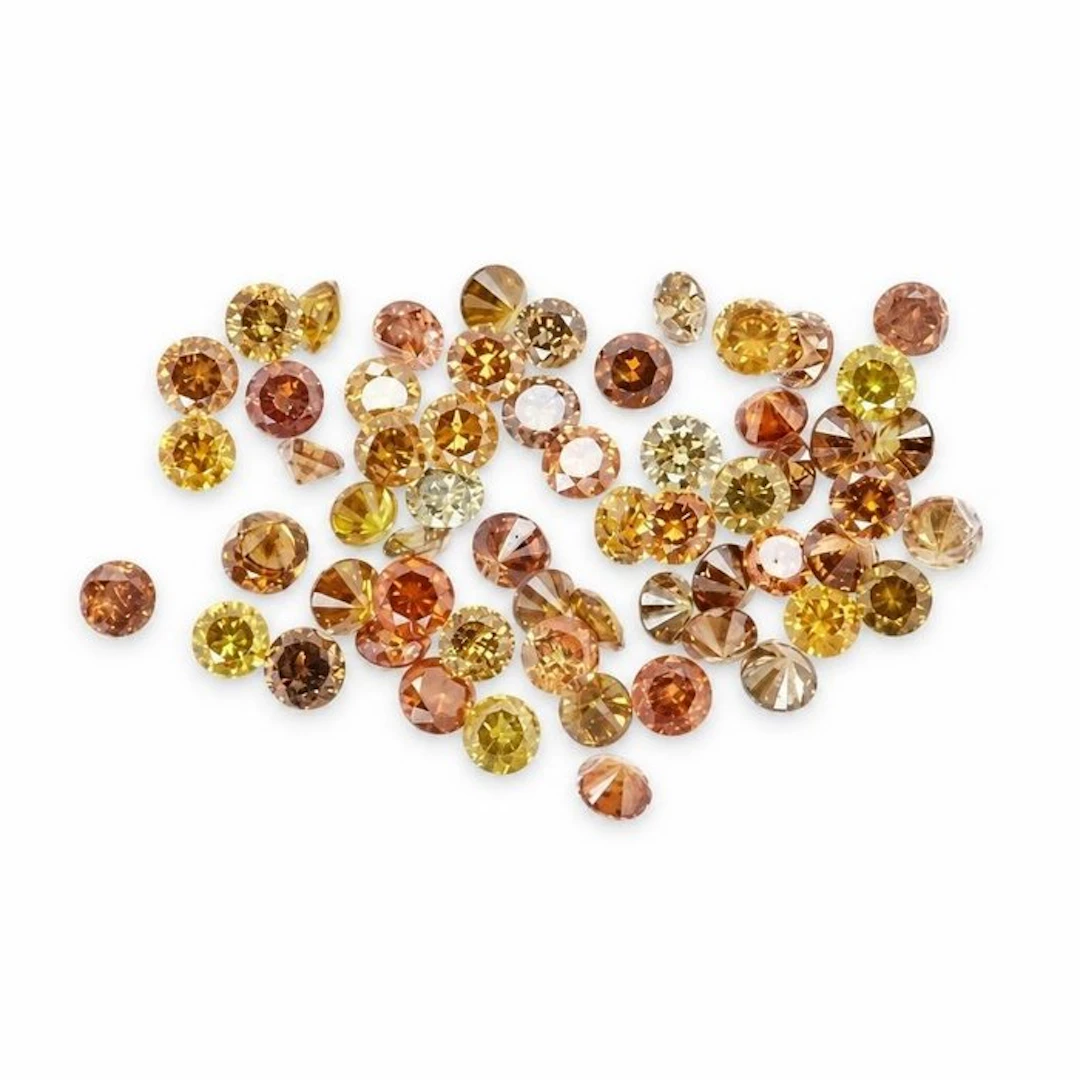 No reserve price - 60 pcs Diamond (Natural coloured) - 1.01 ct - Round - Fancy