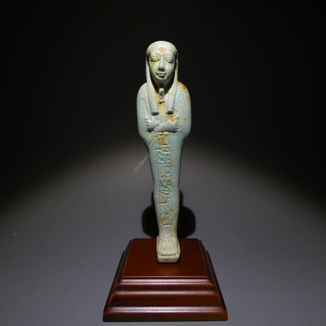 Ancient Egyptian Faience Shabti or Ushabti for Nanefer-senebek