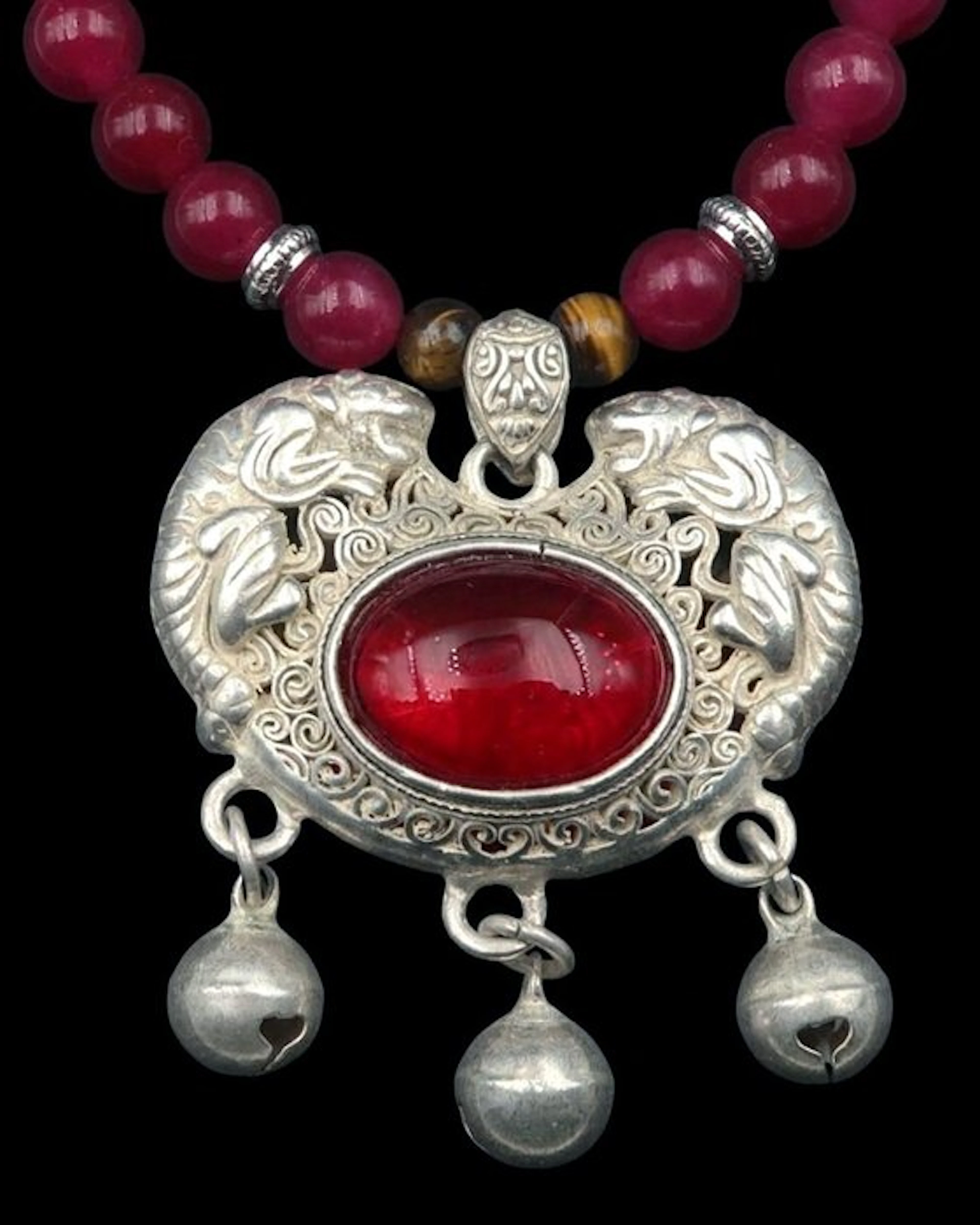 Ruby, Tiger's Eye - Guardian Tigers – Protective Amulet –...