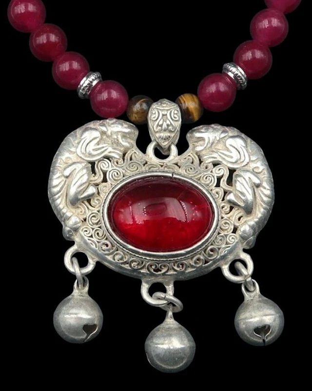 Ruby, Tiger's Eye - Guardian Tigers – Protective Amulet –...