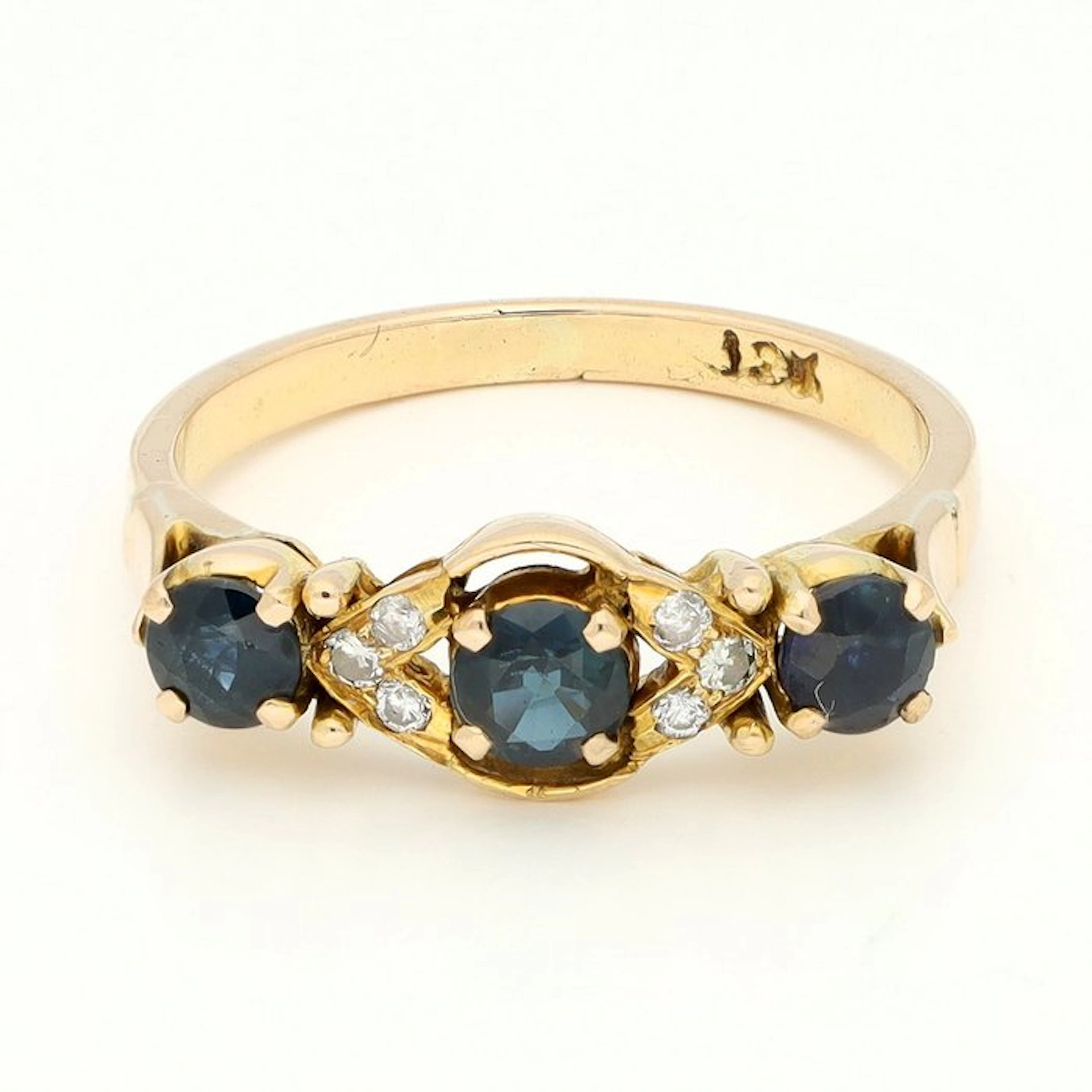 Ring - 18 kt. Yellow gold Diamond (Natural) - Sapphire