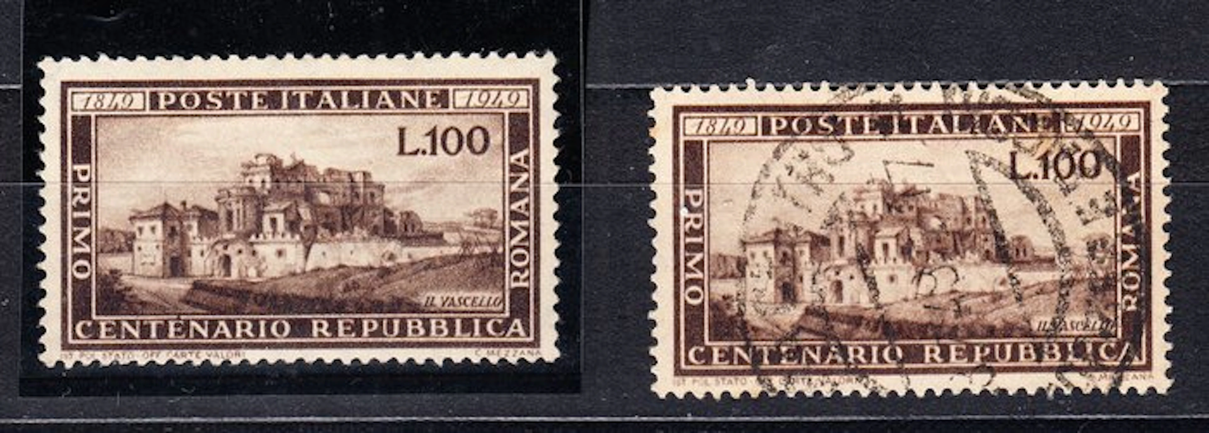 Italy 1949 - Roman Republic 100 lire used and new MNh - Sassone nr 64