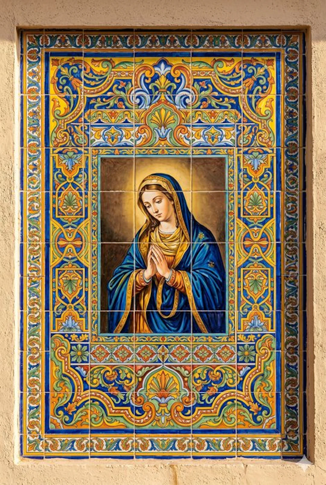 CREATIVE_HUB - Praying blue madonna in andalusian tiles style