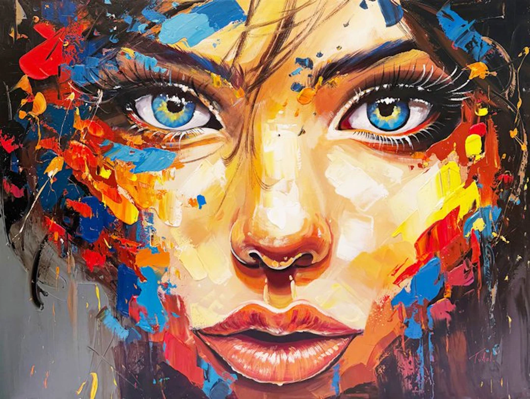 Loïc Tuhal (1962) - Éclats de Beauté – Regard d’Azur _ 90x120cm.