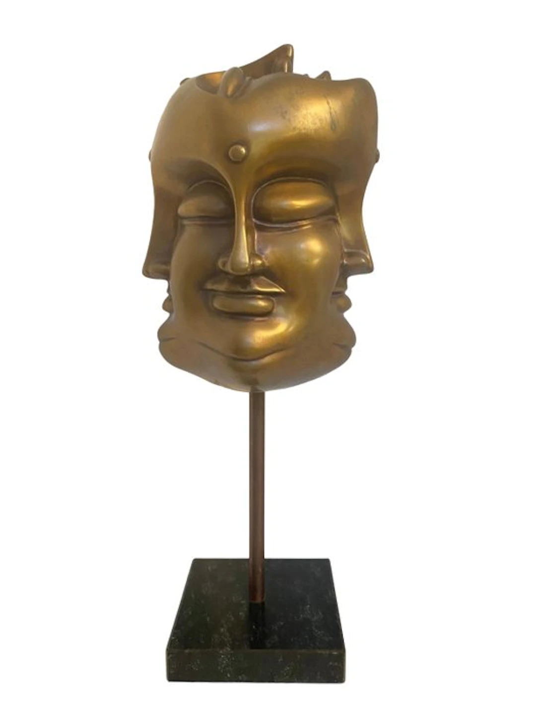 Ma Tse Lin (1960) - Sculpture, Tête de Bouddha - 53 cm - Bronze, Marble - 2003