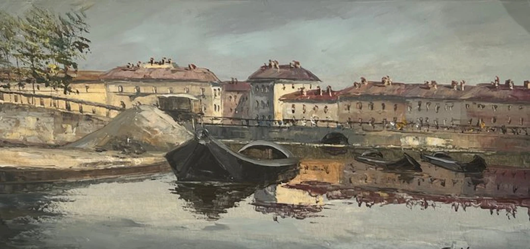 Eugenio Mantegani (1929-2005) - Milano '800 - La Darsena