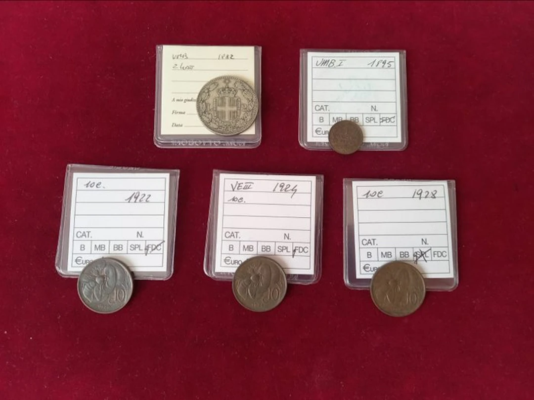 Italy. Lotto 5 monete 1882-1928 con argento (No reserve price)