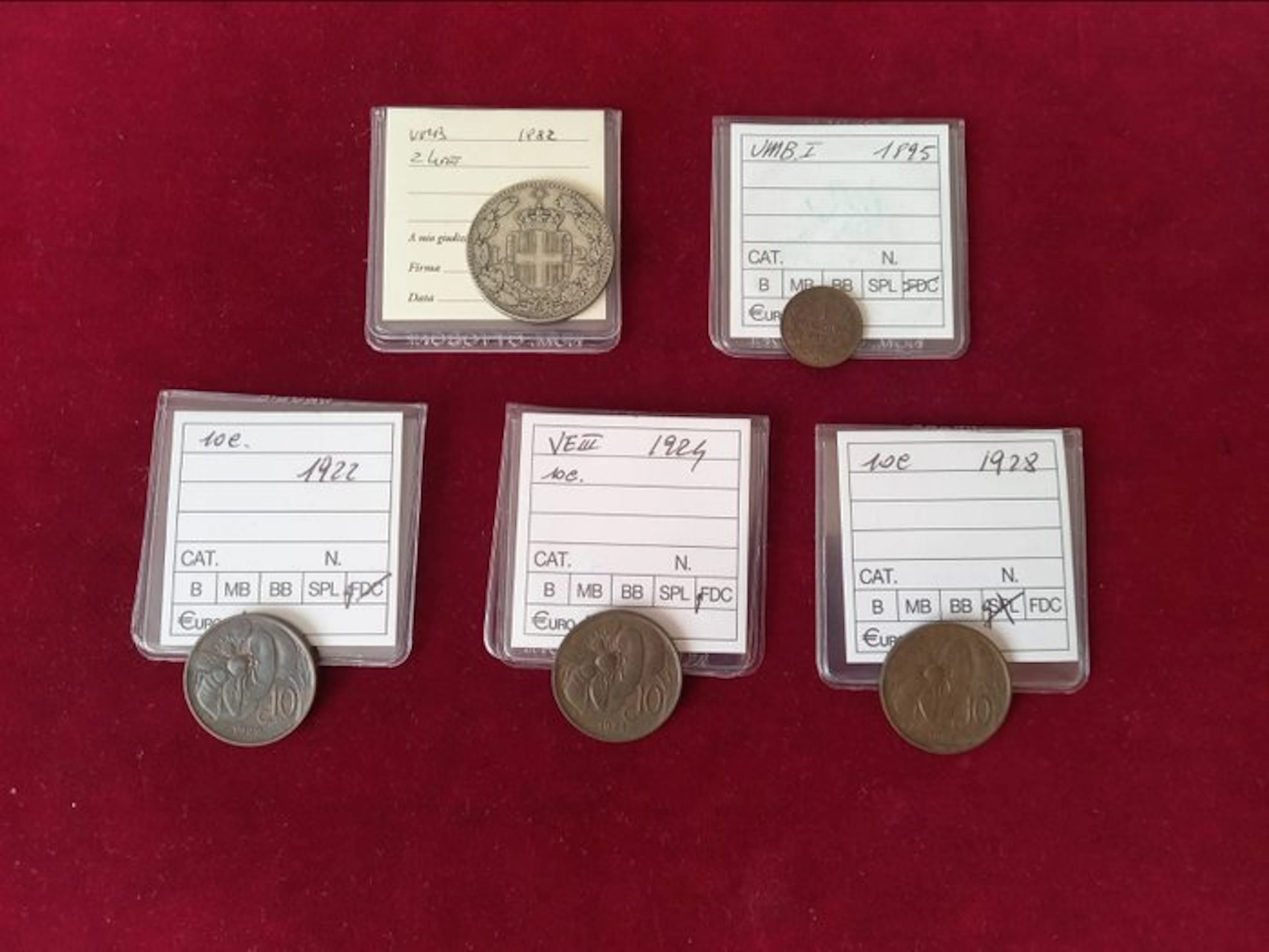 Italy. Lotto 5 monete 1882-1928 con argento (No reserve price)