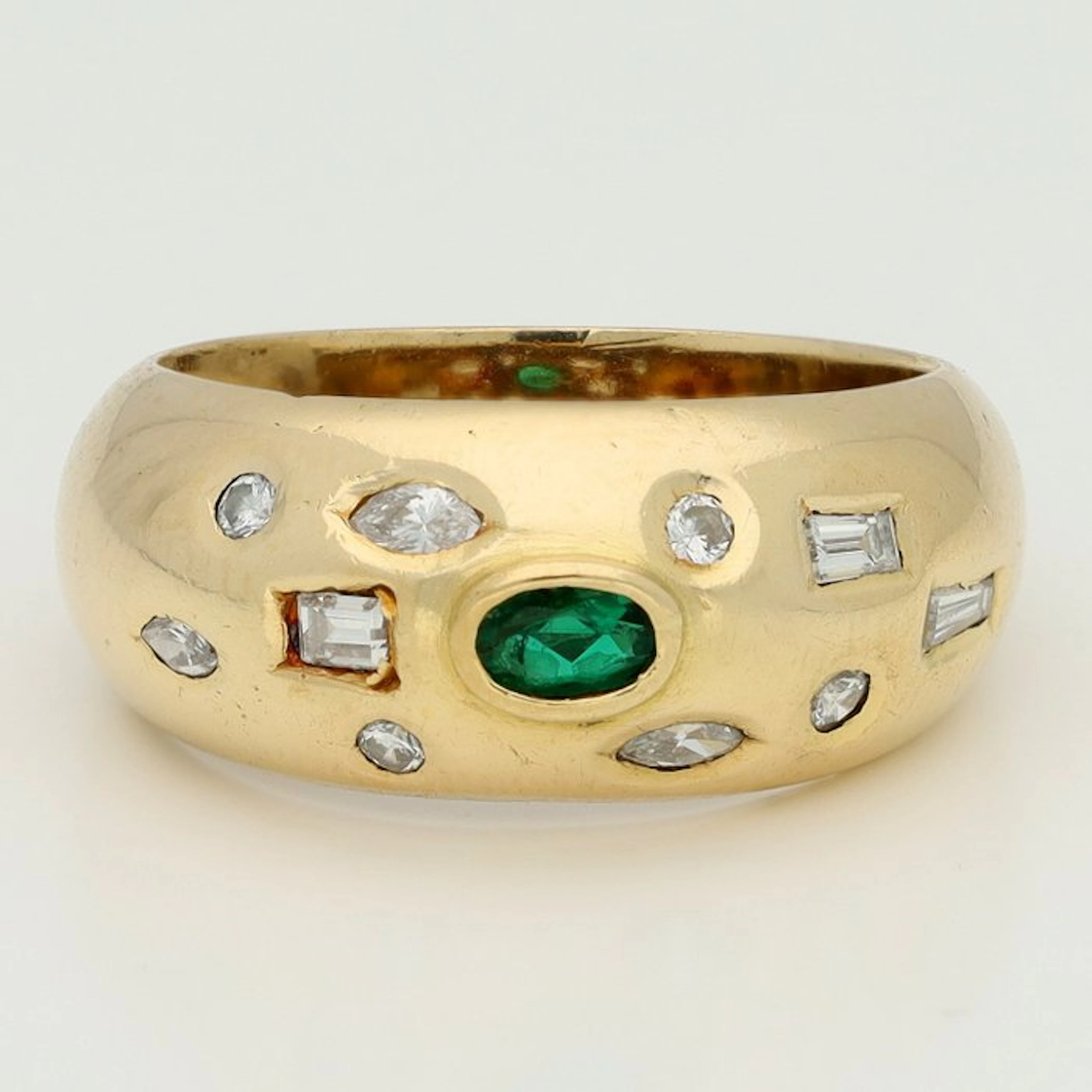 Ring - 18 kt. Yellow gold Emerald - Diamond