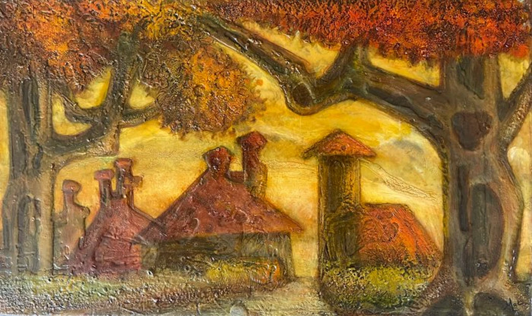Pierre Mocaer (1932–2006) - Paysage avec maisons et arbres