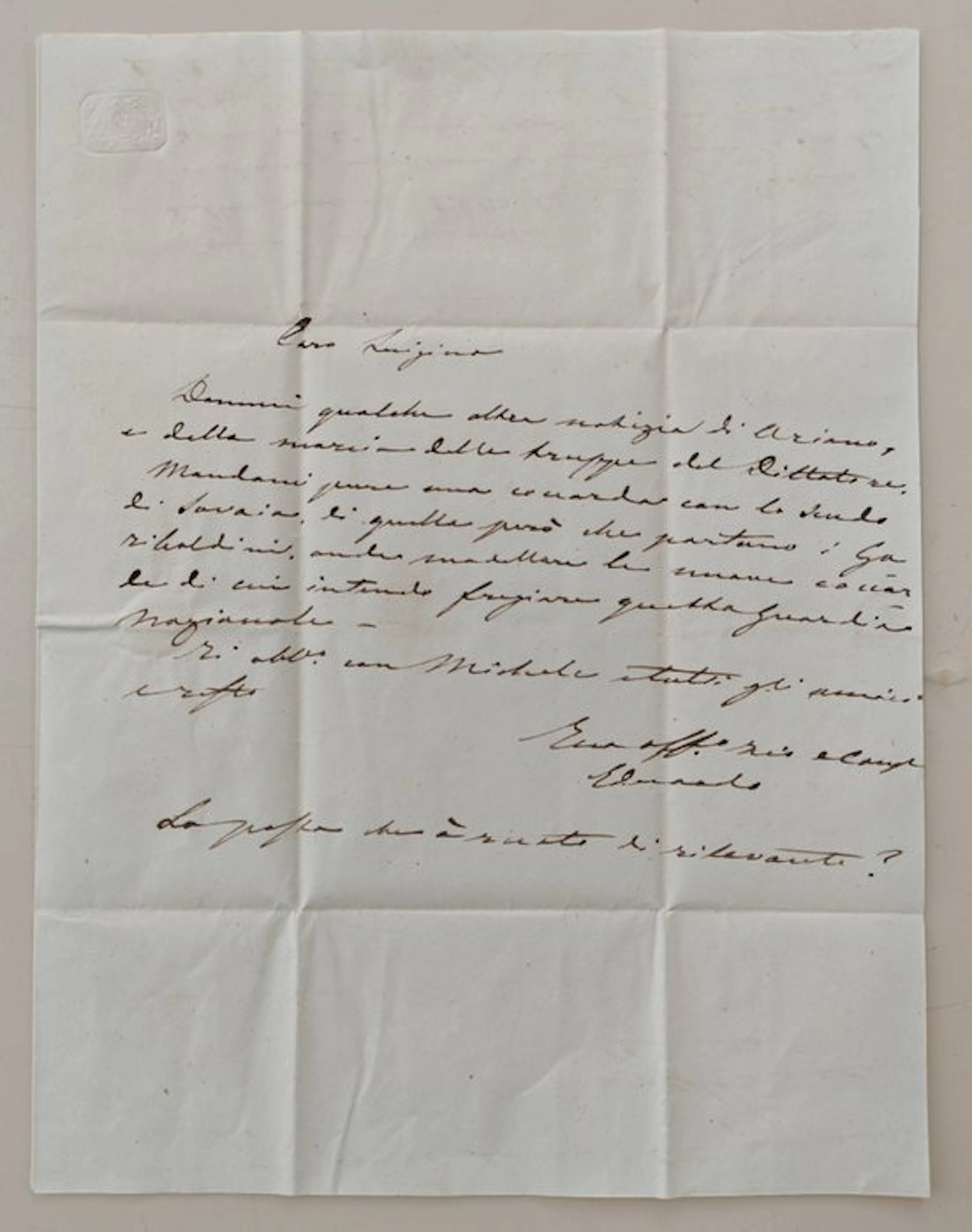 Emanuele (Zio di Luigi Filippo Buonopane) - Rara Lettera...