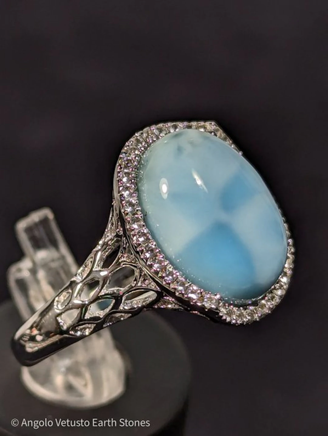 4.79 g - Natural Larimar Ring & White Topaz