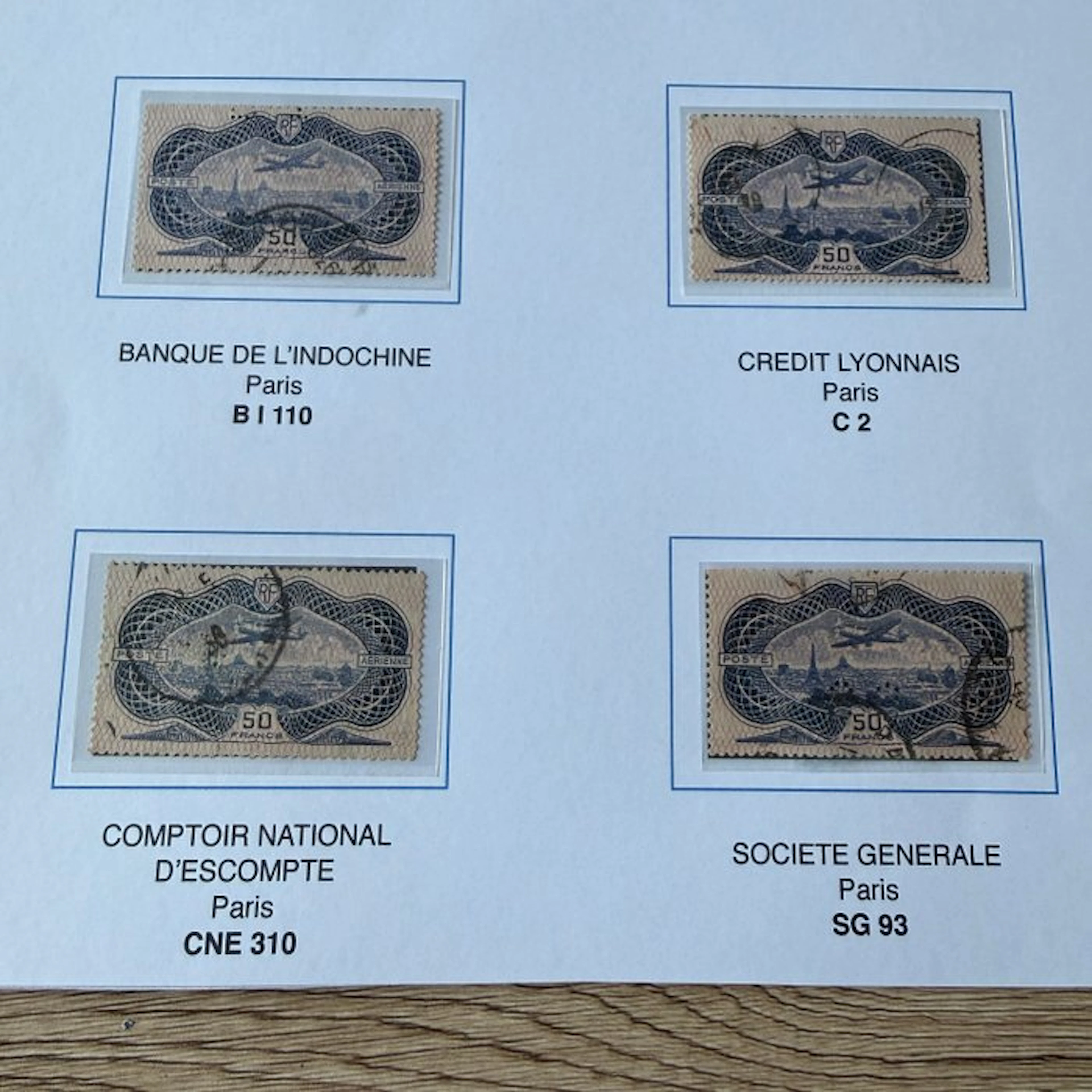 France - Airmail Yvert 15 "Burelé" — 4 perforated stamps
