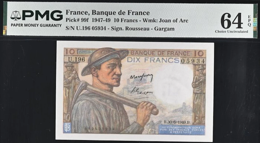 France. - 10 Francs - 1949 - PMG 64 EPQ - Pick 99f (No reserve price)