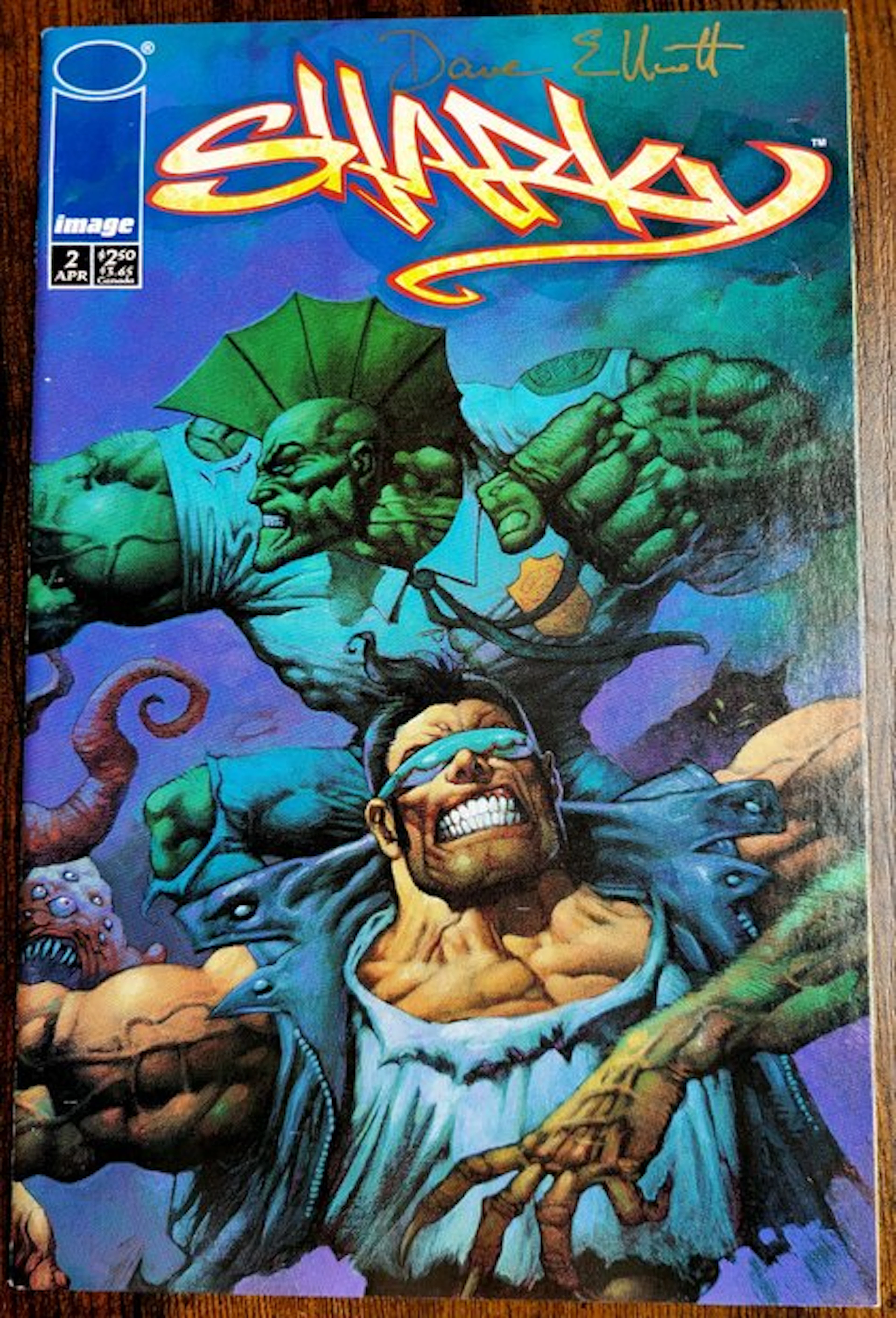 Sharky #2 1998 Vintage Comics - Signed by Dave Elliott !...