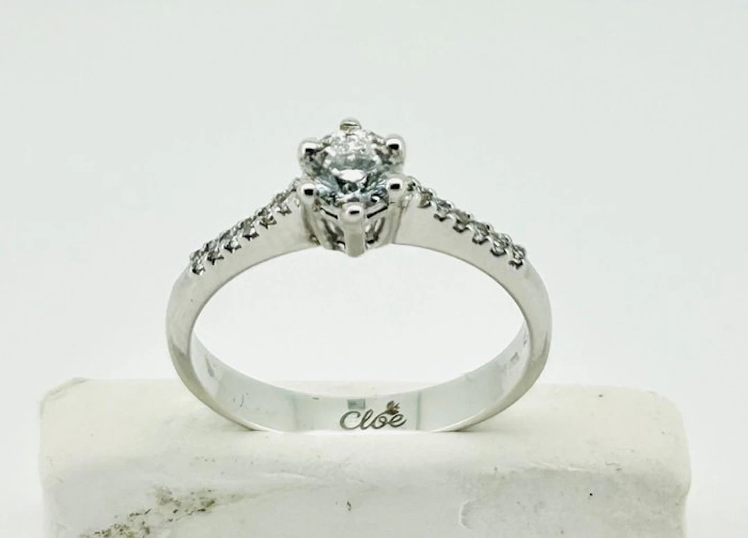 Engagement ring - 18 kt. White gold - 0.40ct. tw. Diamond (Natural) - Diamond