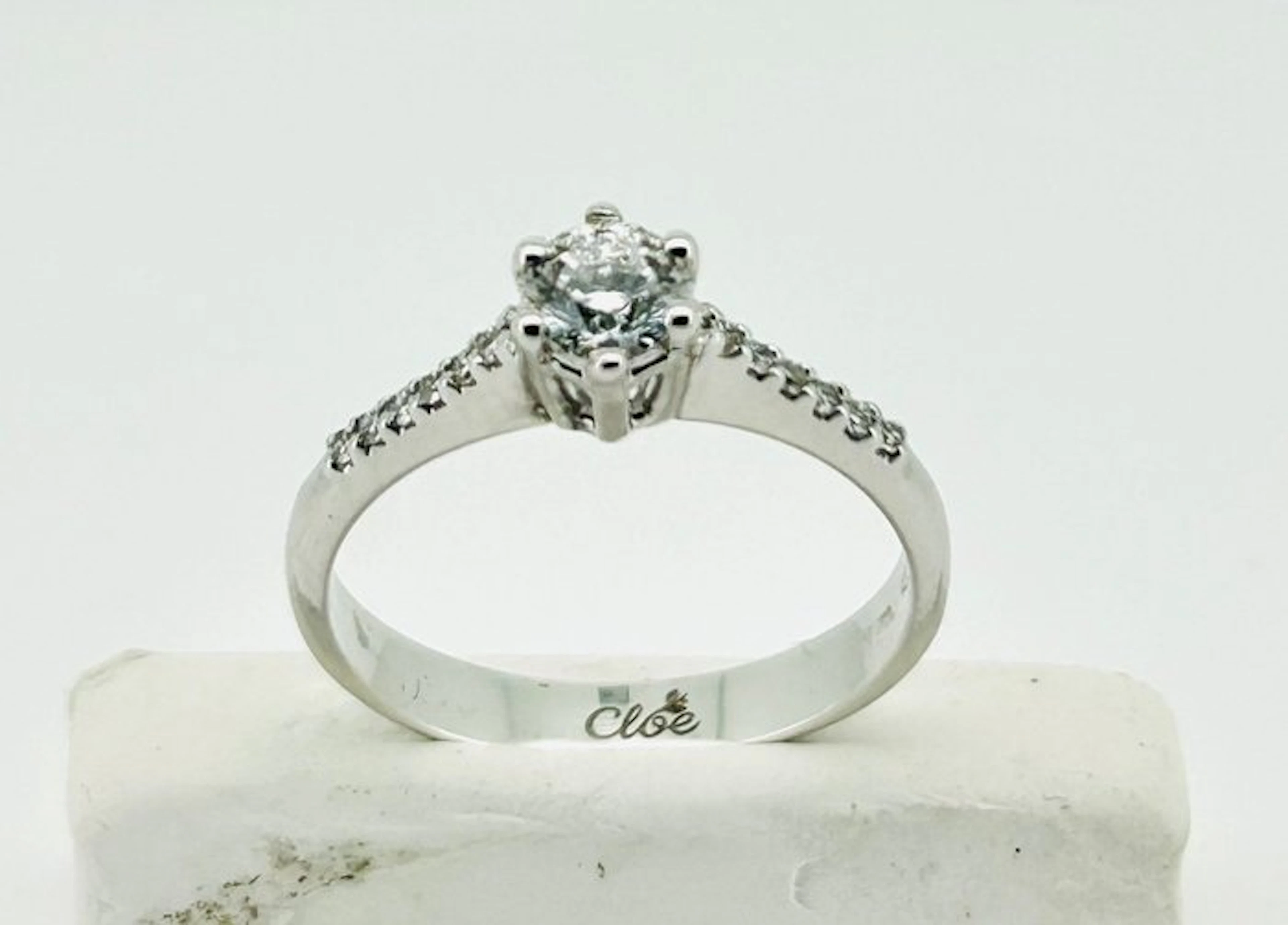 Engagement ring - 18 kt. White gold - 0.40ct. tw. Diamond (Natural) - Diamond