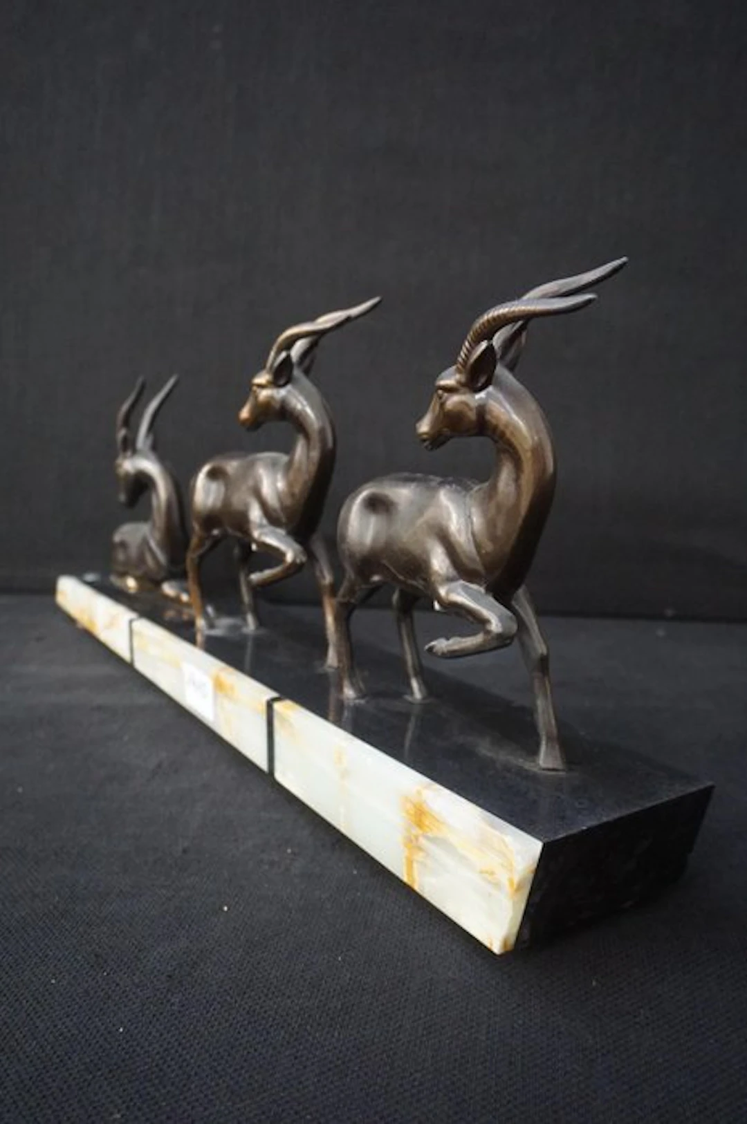 Sculpture, Three antilopes - 580 mm - Onyx