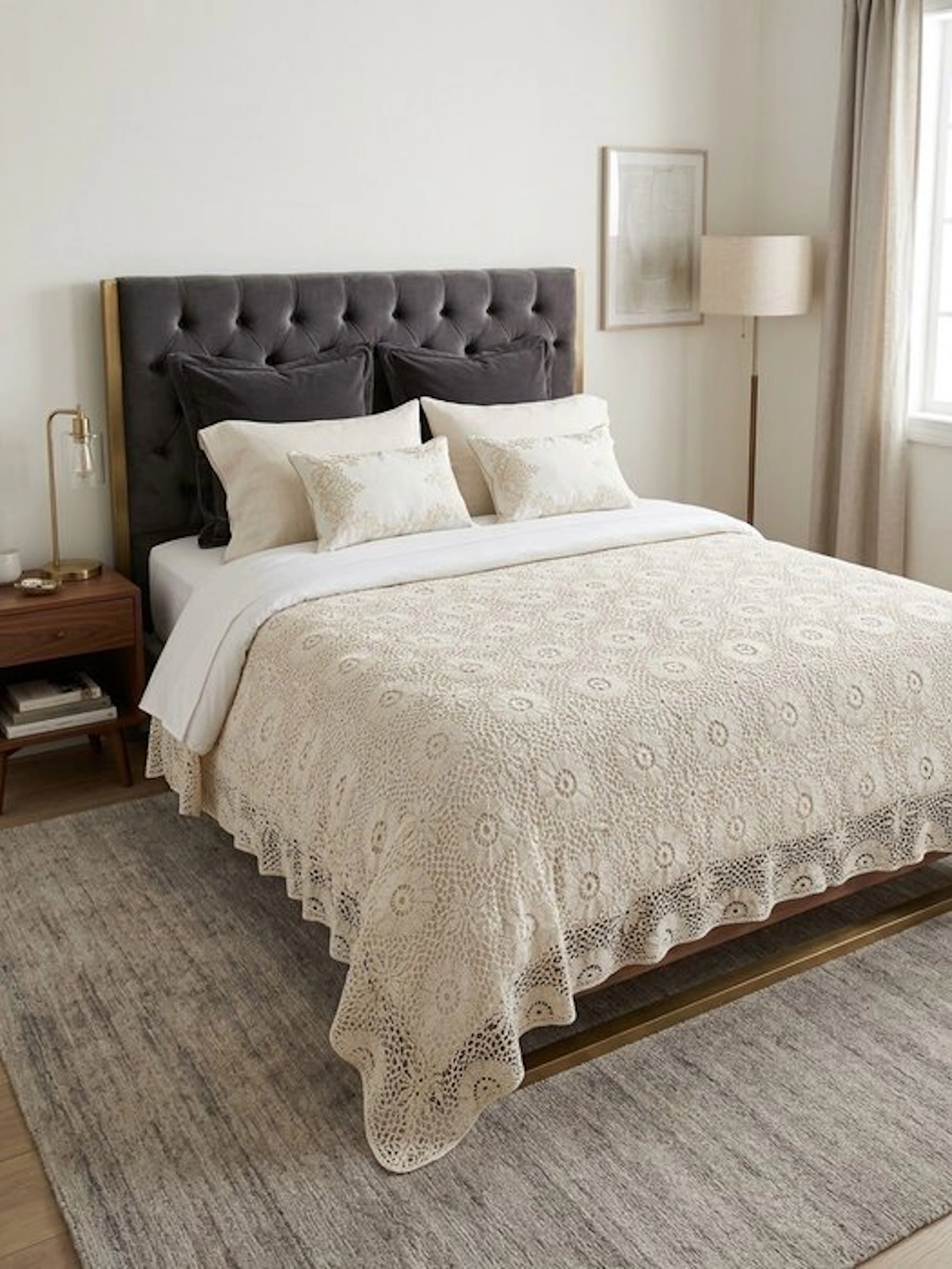 Bedspread - 250 cm - 200 cm - Pure cotton bedspread.