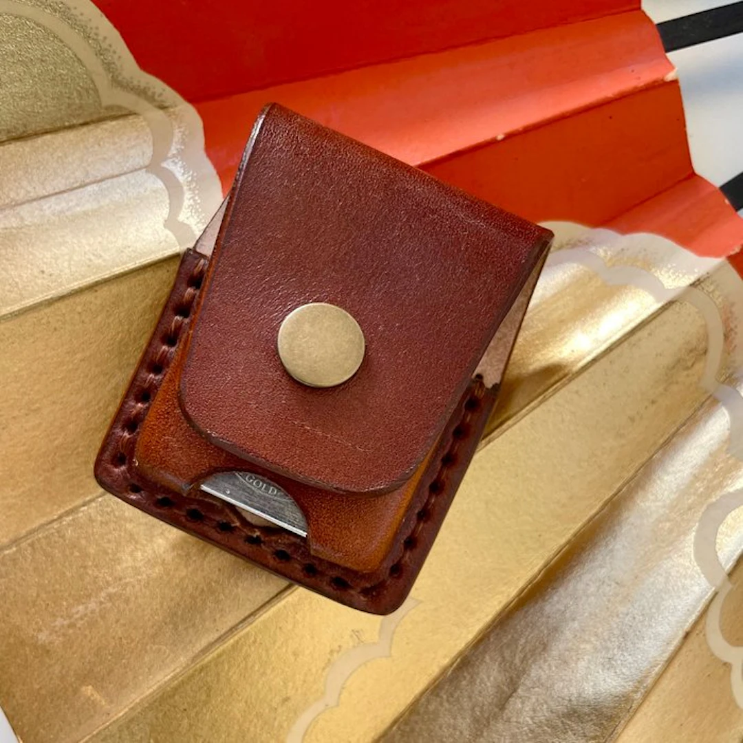 Zippo - Handmade Genuine Burnt Umber Leather case for...